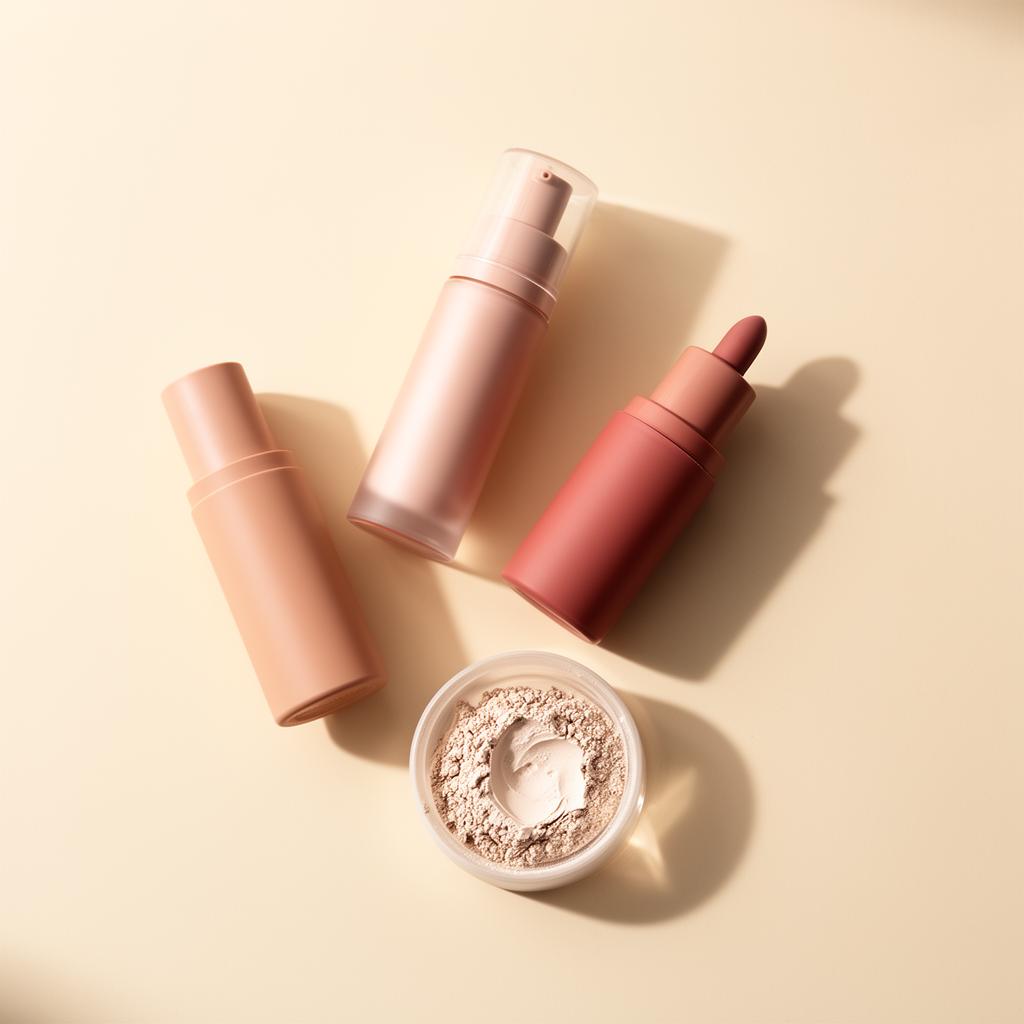 Produtos de maquiagem em tons nude